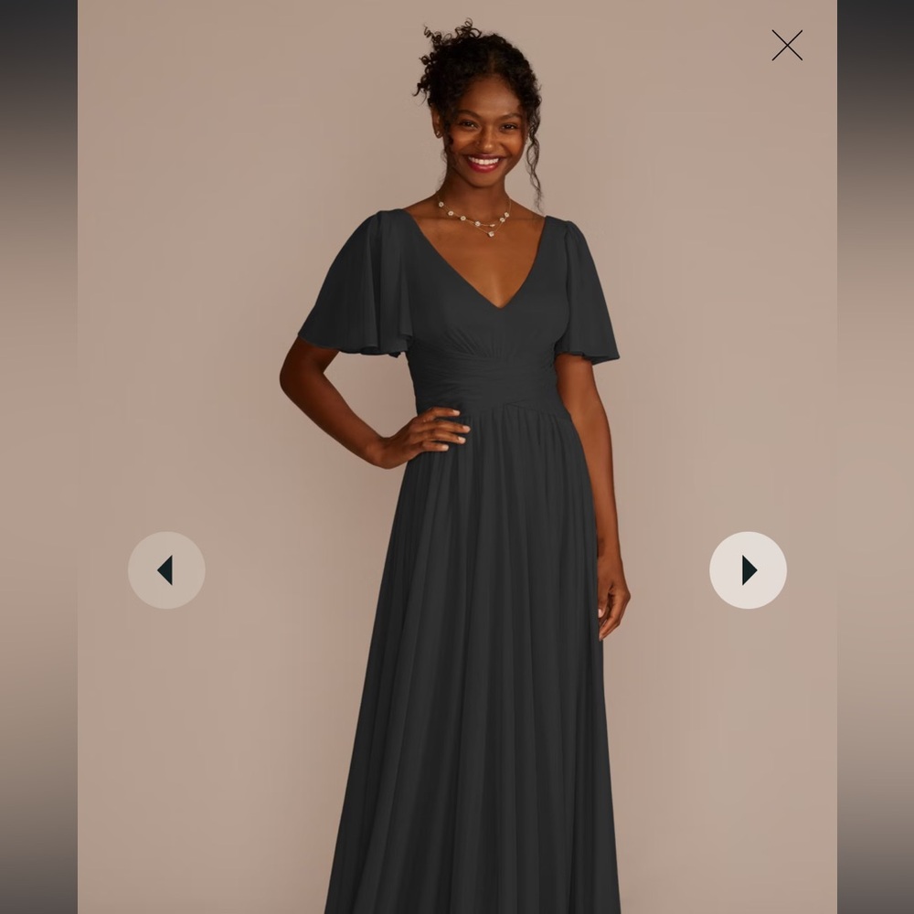 New David's Bridal Flutter Sleeve Crisscross
Mesh Dress Size 10